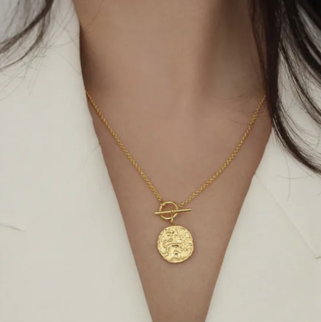 Gold Plated Sterling Silver Pendant Toggle Necklace