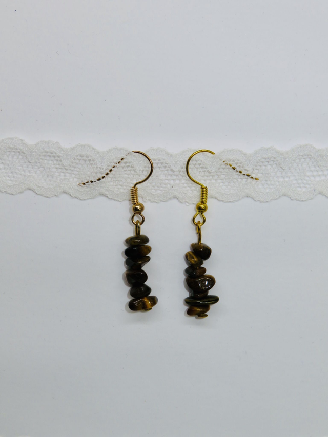 Boucle d'oreille pendante en Œil de tigre