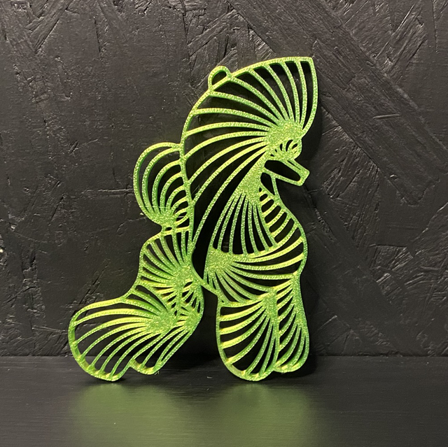 3D - Poodle Puppy Green Mettalic