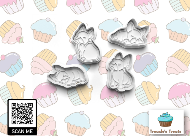 French bulldog fondant/cookie stamps with cutters