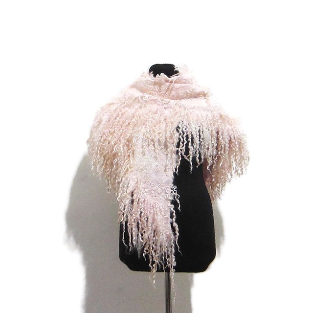 Scialle Lana seta feltro caldo rosa perla infeltrimento inverno Fatto a mano Scialle donna Regalo unico