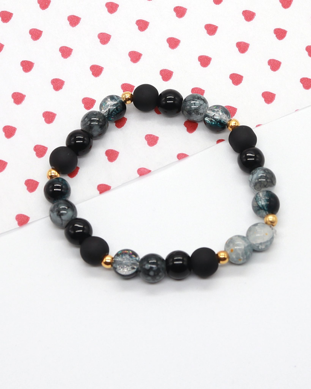 Black Shades Glass Bead Bracelet