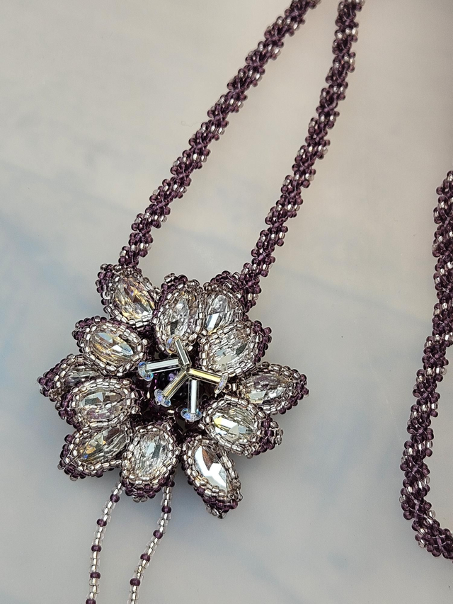 Navette crystal flower necklace 