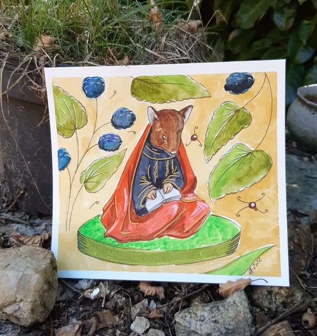 OM03 aquarelle renard moine