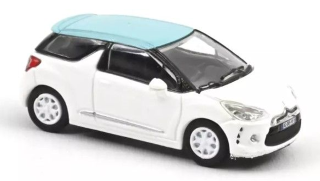 Citroën DS3 2010 Blanc Banquise et toit Bleu Boticelli Norev 155254 H0