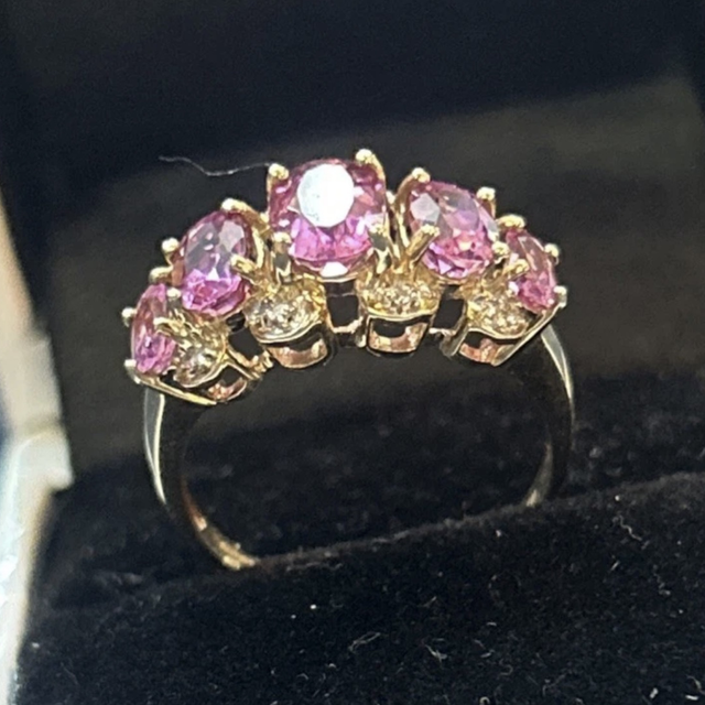 9ct gold pink topaz and diamond ring