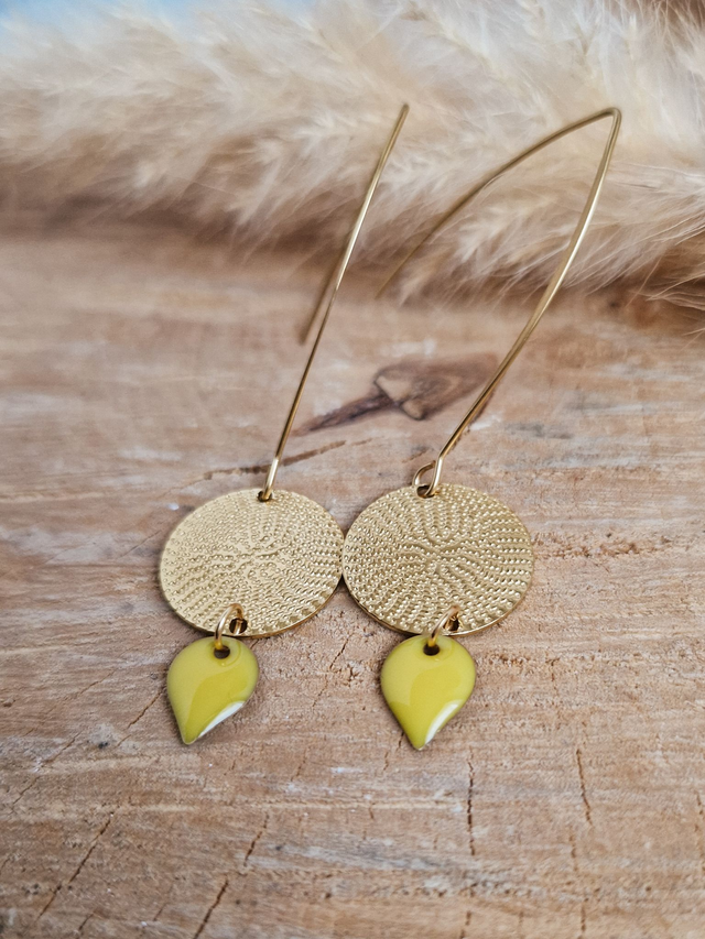 Boucles d'oreilles "Les élégantes" modèle gouttes - Doré et jaune