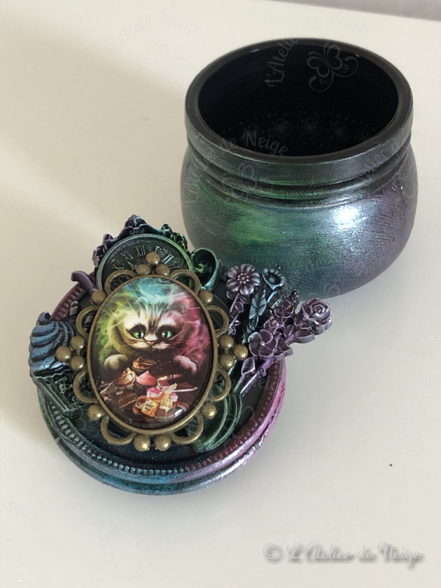 Petit Pot en Verre Chat du Cheshire