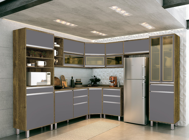 Cozinha Turquesa 2620x2720mm 9 Peças Reflecta Castanho / Grafite Vitamov