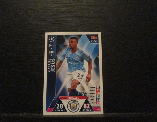 Gabriel Jesus - UEFA Champions League Match Attax 2018/19 Original Trading Card #160