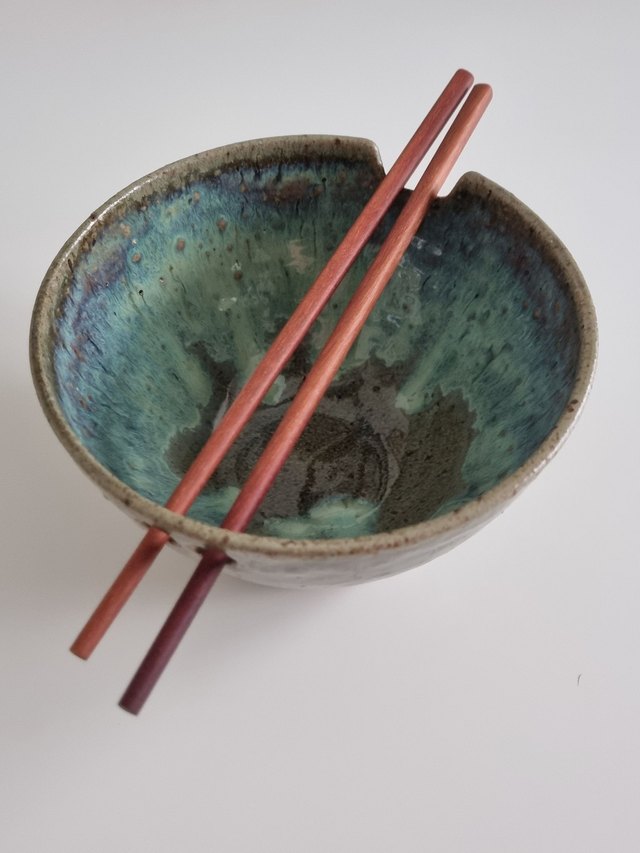 Ramen Bowl in Speckled Green Ocean
