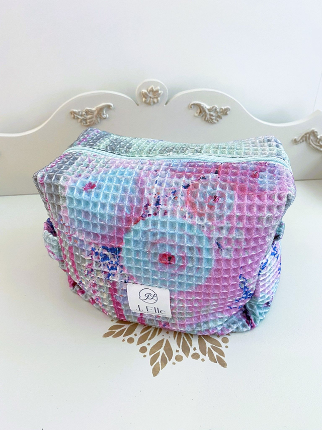 Trousse de toilette nid d'abeille rose