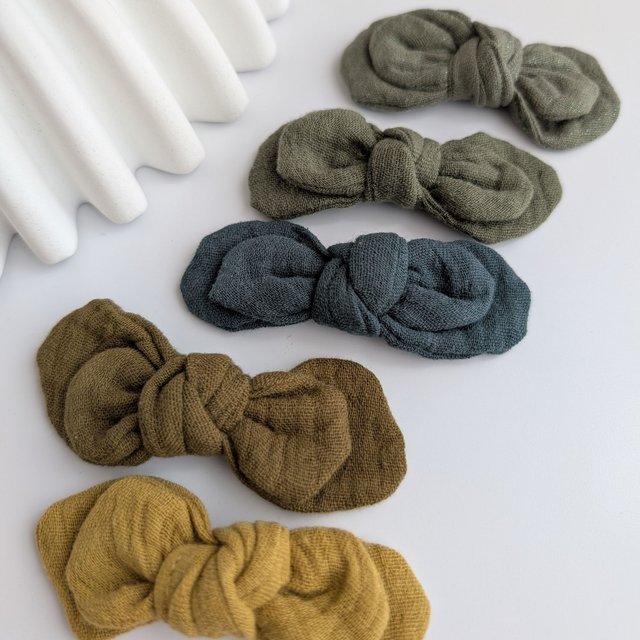 Barrette Noeud Romane pince crocodile tons vert