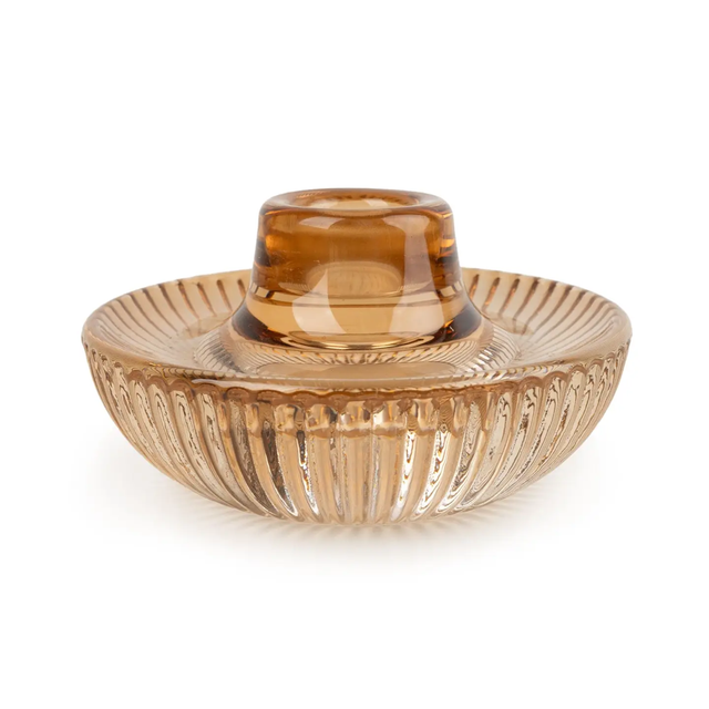 Dual Amber Candleholder - Tea Light or Taper 