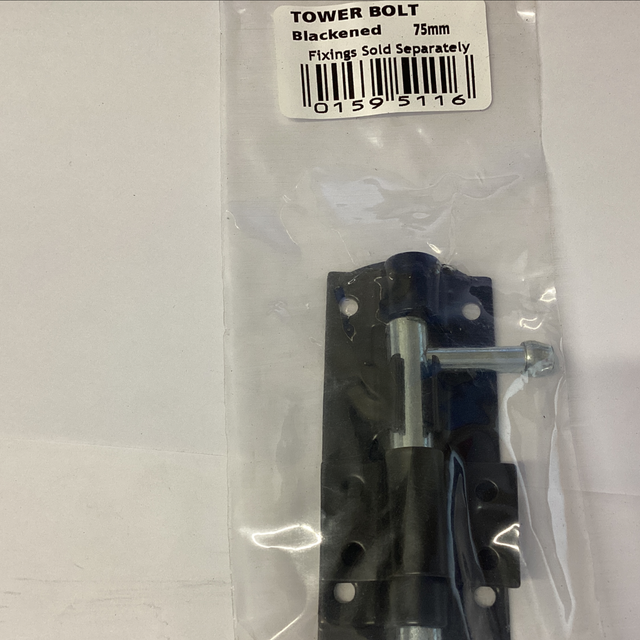 Tower bolt blk 75mm 0159511