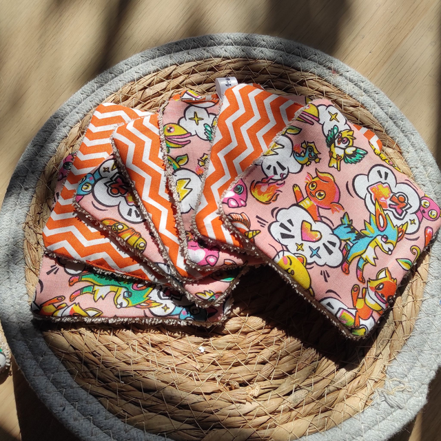 Lingettes lavables &quot;Cartoon rose&quot;