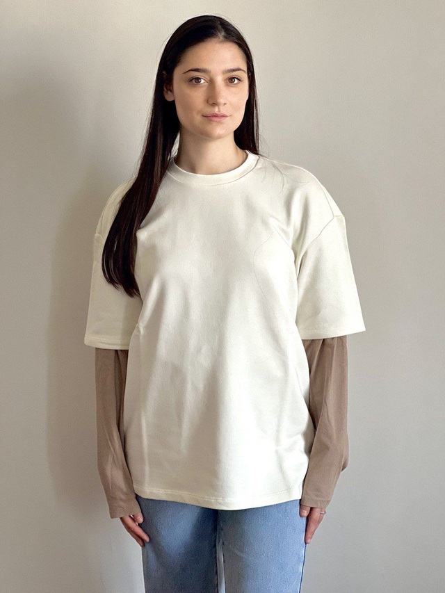 FELPA DONNA OVERSIZE AVORIO
