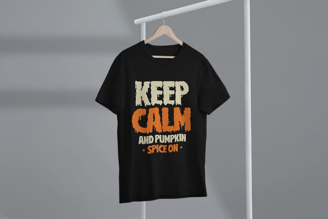 Keep Calm And Pumpkin Spice On, Autumn Motivation Humor
Bleib ruhig und Kürbisgewürz an, herbstlicher Motivationshumor