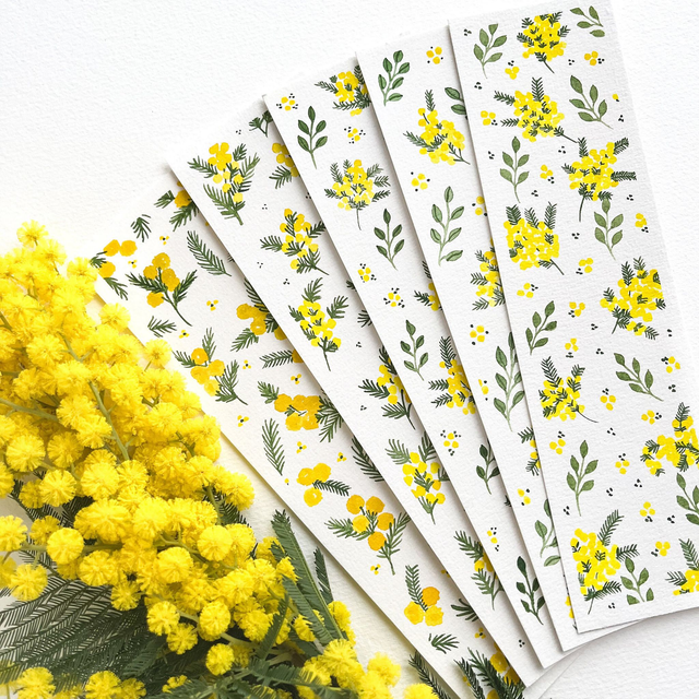 Marque-page Mimosa peint à la main