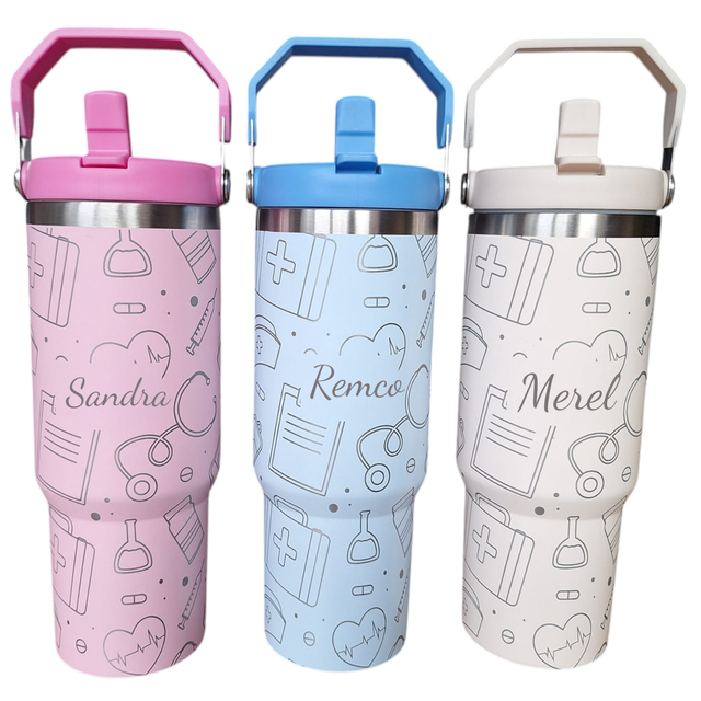 Thermos Tumbler met Dokter / Zorg patroon – 840 ml 