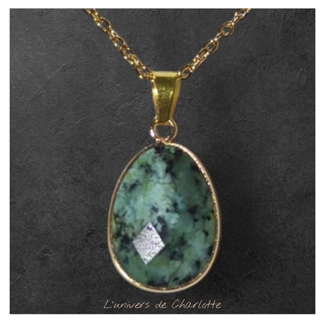 Pendentif &quot;Turquoise africaine&quot; sur chaîne PN-506