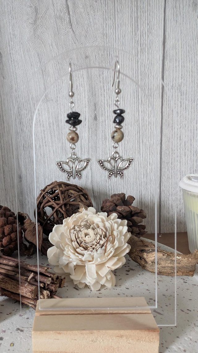 Boucles d'oreilles Jaspe k2 et Tourmaline 