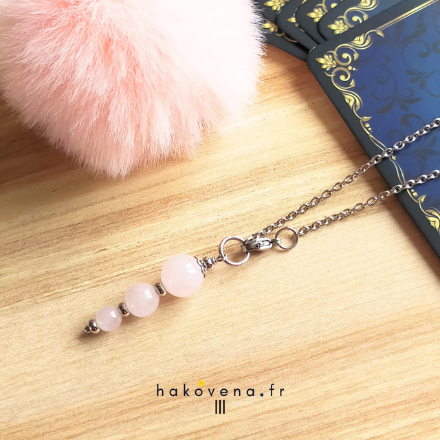 Collier pendule en Quartz Rose.