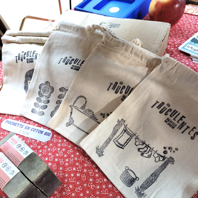 Pochette en coton bio - tampon personnalisé