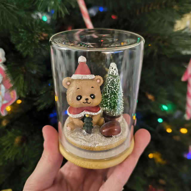 Ami protecteur - Ourson de Noël (jaspe rouge)