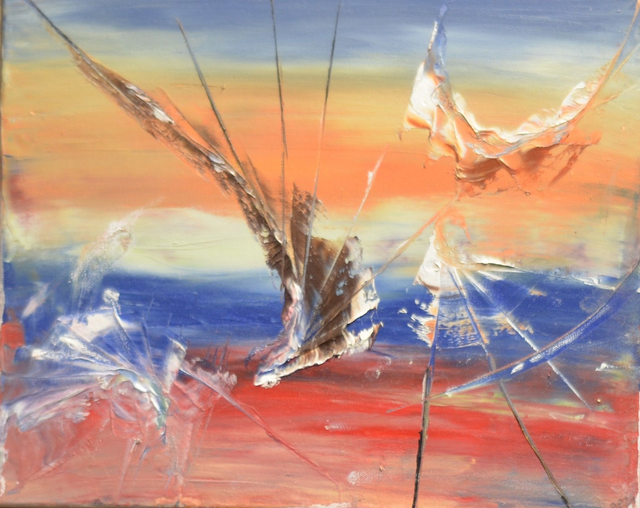 L'envol des heures bleues, Huile sur toile, 41 cm * 33 cm