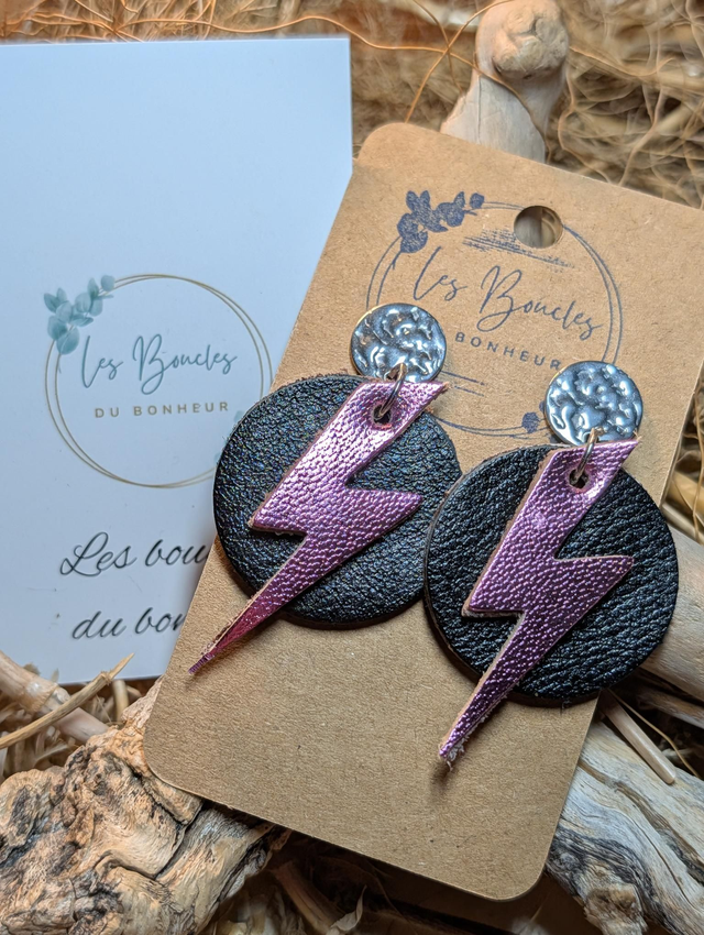 Boucles d'oreilles Queen rose noir qu001