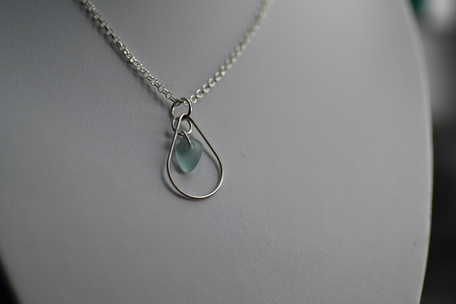 Seafoam seaglass 925 silver necklace 