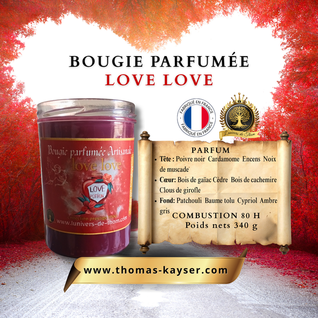 Bougie Artisanale Love Love Cristal de Roche 340 g