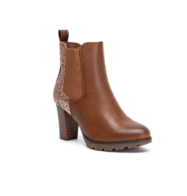 Bottines camel paillettées