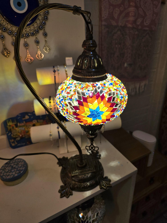 Large Mosaic Swanneck Table Lamp