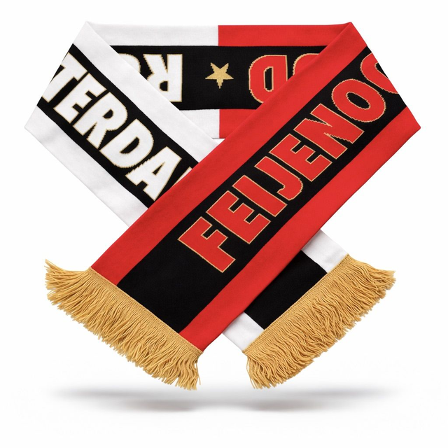 Feijenoord Rotterdam sjaal - Rood/wit met zwarte balk