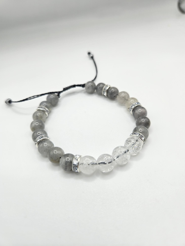 Bracelet femme labradorite et cristal de roche 