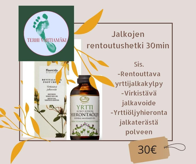 Lahjakortti Hakojärven kylätalo, Jalkojen rentoutushetki 30min