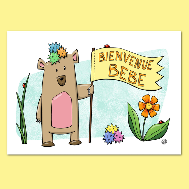 Carte Bienvenue Bébé Drapeau