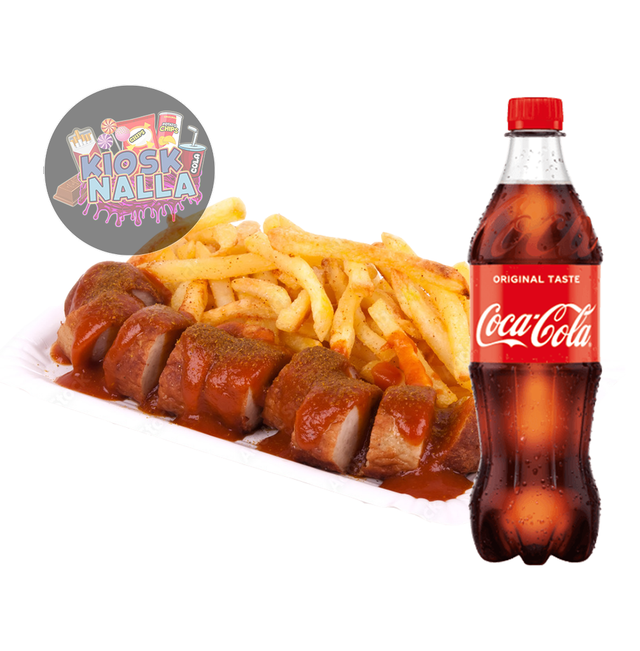 Currywurst mit Pommes & Cola