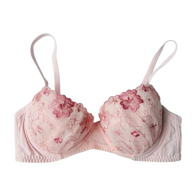 Pink Floral Embroidered Japanese Bra UK 34C     