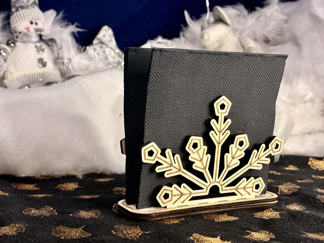 Porte-serviettes flocon de neige en bois – Décoration de table hivernale