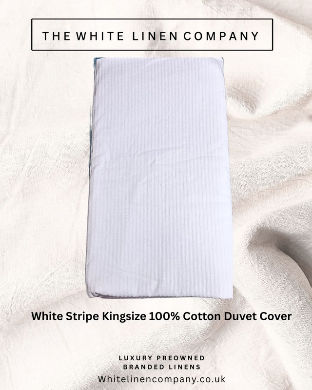 Hotel Collection Kingsize Cotton White Striped Duvet Cover No Pillowcases