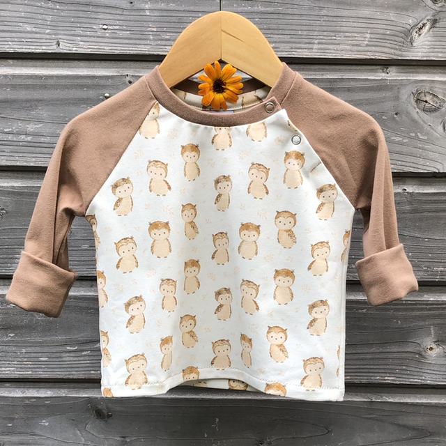 T-shirt manches longues «Petites chouettes et Café au lait»