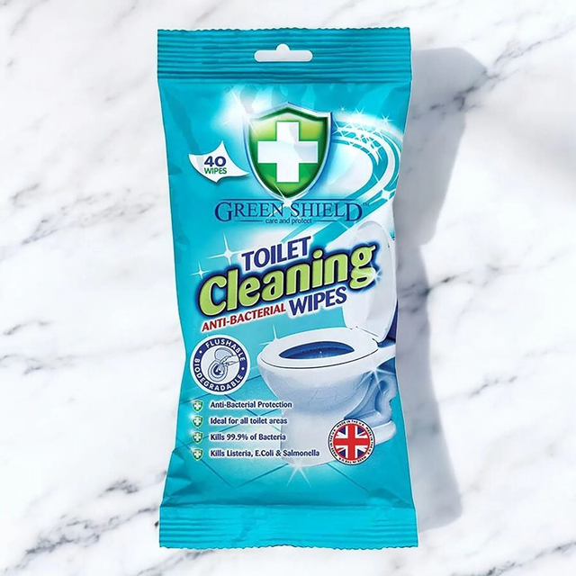 Green Shield Anti-Bacterial Toilet Cleaning Wipes - 40 Pack