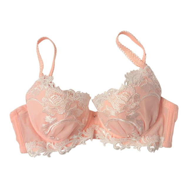 Pink + white intricate embroidered Japanese Bra UK 30A