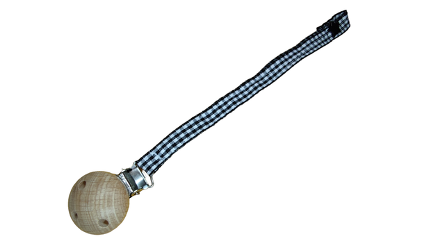 Accroche sucette à carreaux noir et blanc