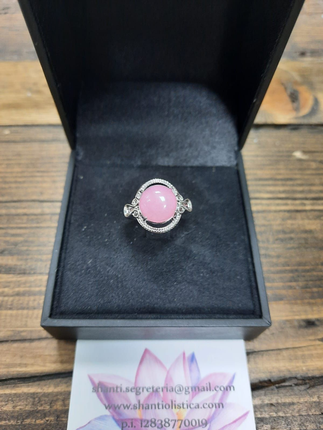 Anello donna argento placcato oro bianco quarzo rosa