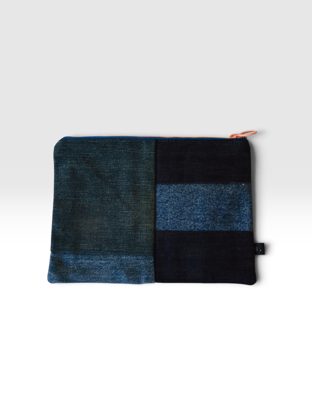 Big patchwork denim pouch