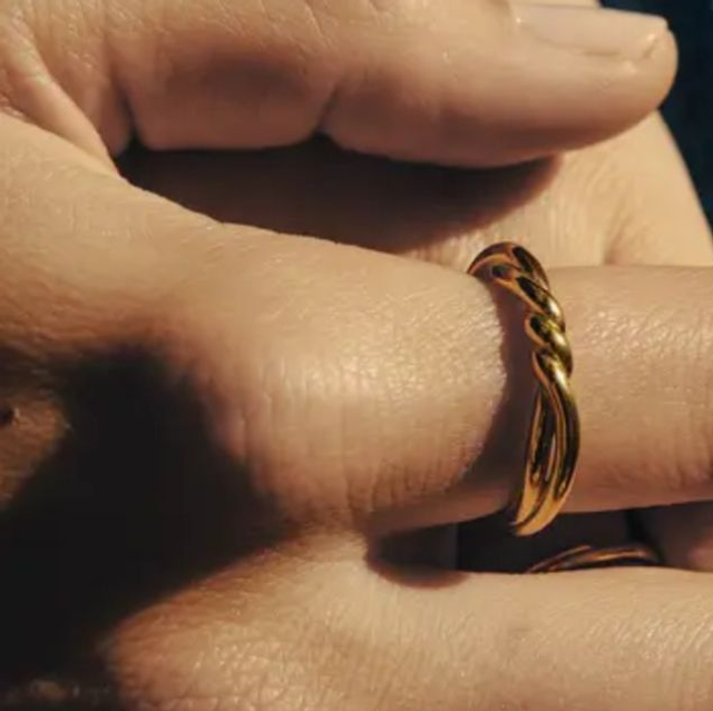 Gold Rope Knit Ring, Waterproof: Small